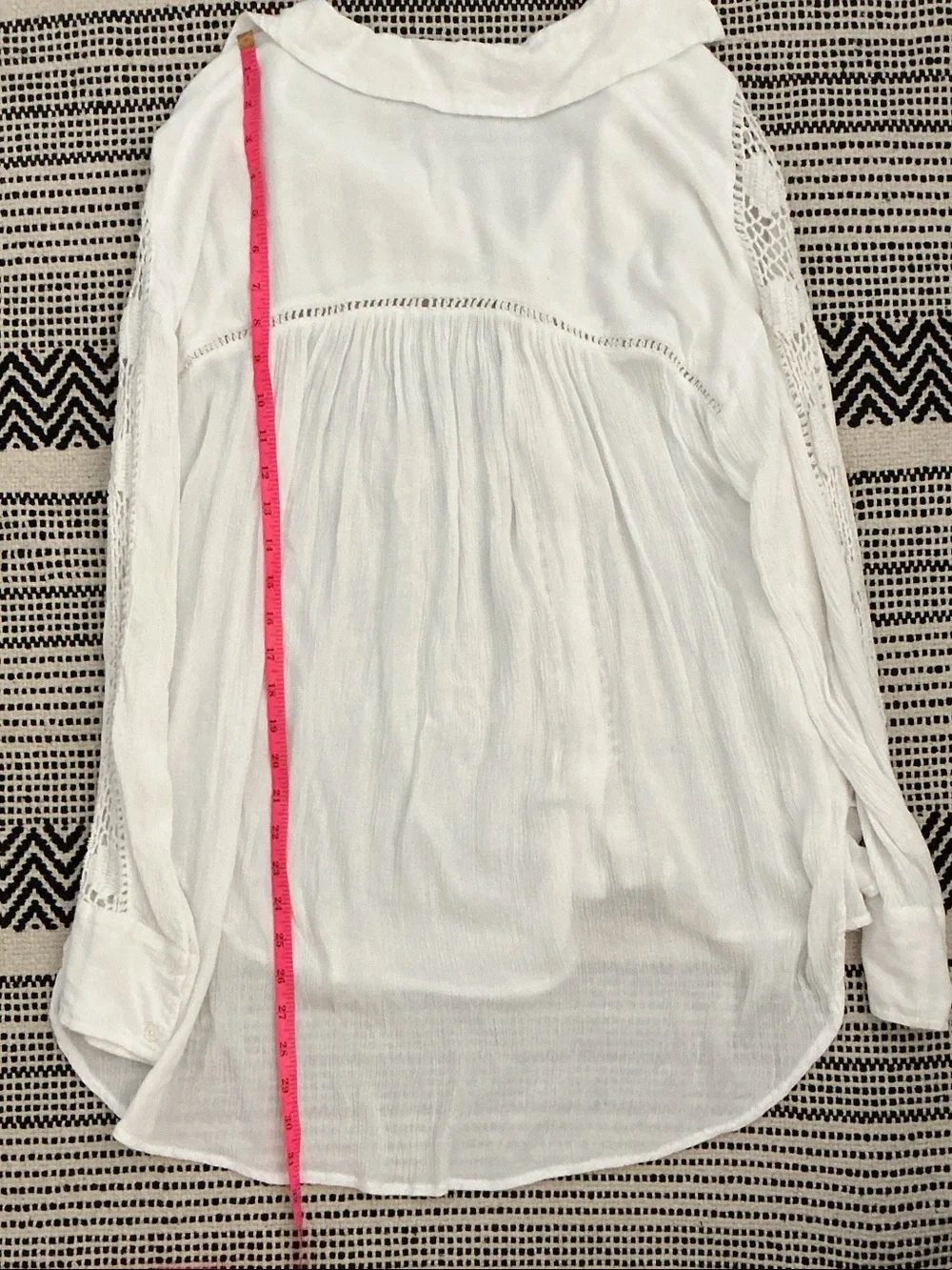Free People Katie bird White Crochet-Detail Button Down Shirt - Picture 6 of 10